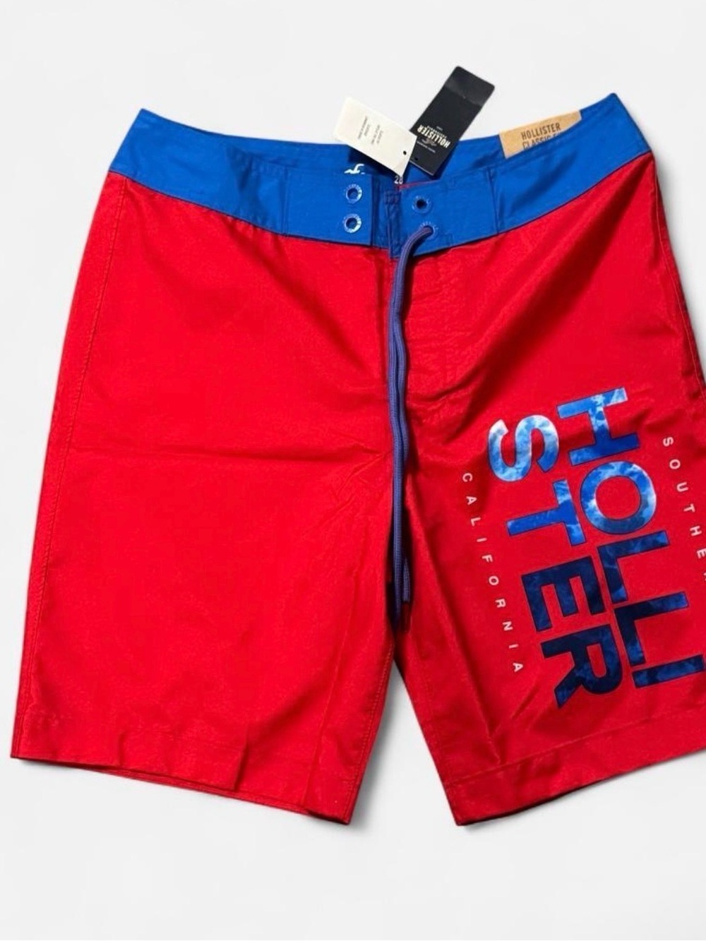 Hollister Co. Red Swim Trunks Blue Logo Waistband NWT Size 28